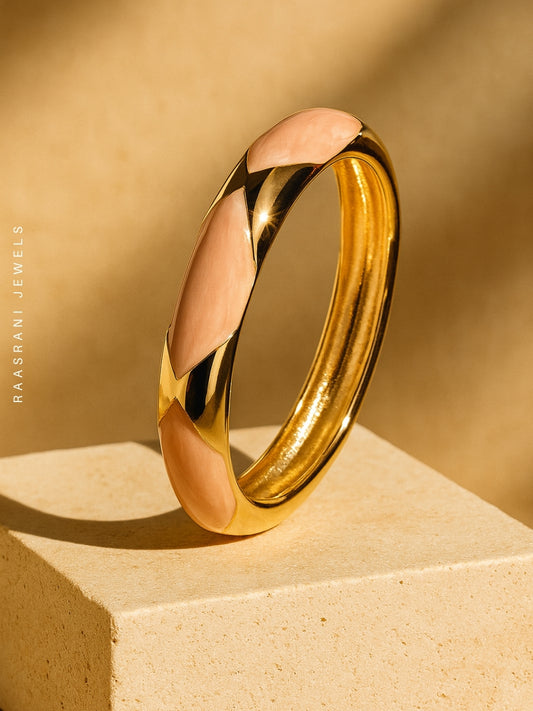 Pink Designer Enamel Bracelet in 18K Gold Plating