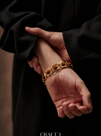 Rudraksha Bead Bracelet for Men – Thick 18K Gold Plated