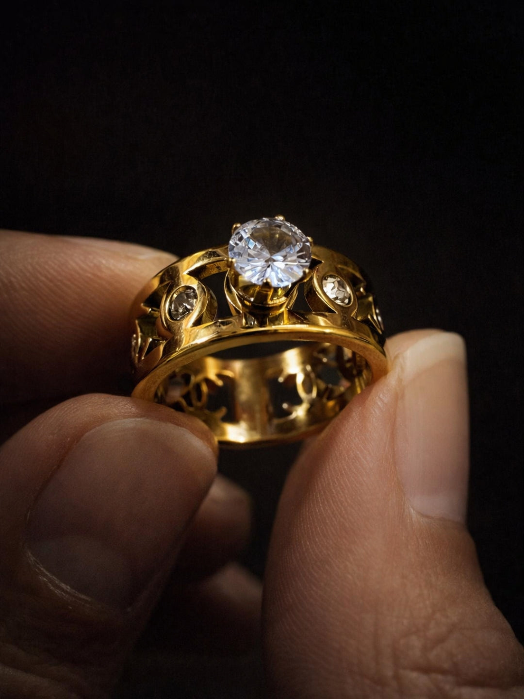 Brand Inspired Gold Designer Solitaire Ring | Anti-Tarnish, Size 6