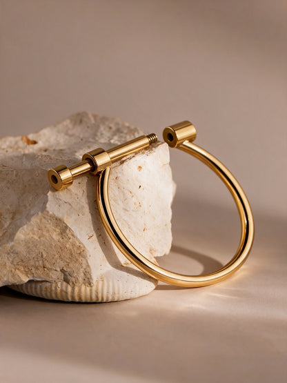 Gold Bar Cuff Bracelet — 18K Gold Plated Stainless Steel