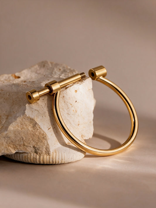 Gold Bar Cuff Bracelet — 18K Gold Plated Stainless Steel