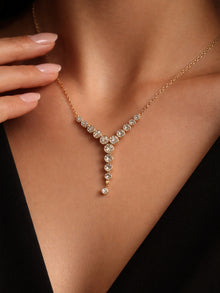 18K Gold Plated CZ Y Drop Necklace – Anti Tarnish Everyday Chain