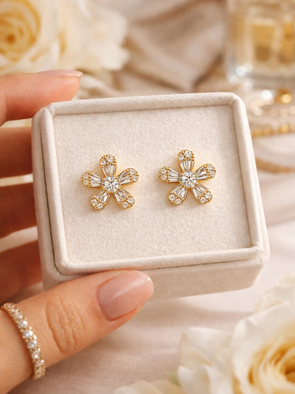 Floral Studded Rose Gold Earrings | Everyday AD Flower Studs