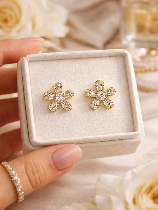 Floral Studded Rose Gold Earrings | Everyday AD Flower Studs