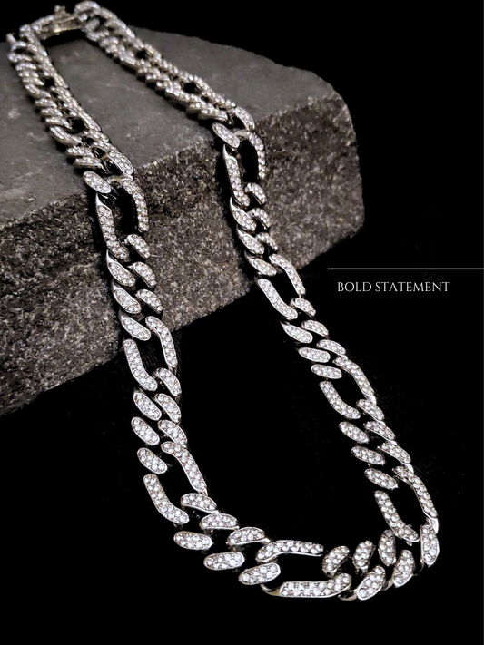 Iced Out Double-line Studded Designer Cuban Chain