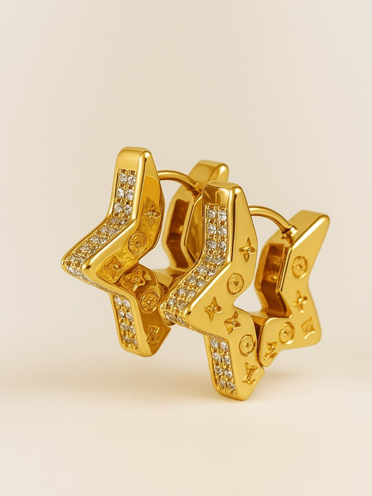 Star Studded 18K Gold Hoop Earrings – Anti-Tarnish & Skin Friendly
