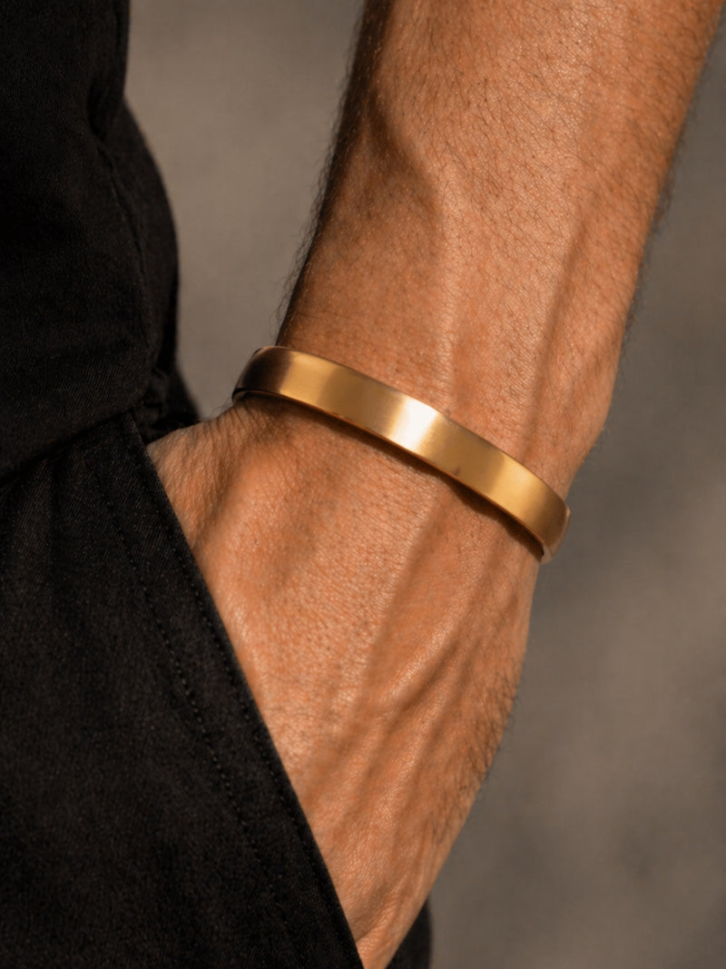 Matte Gold Men's Kada Bracelet – 18K Gold Plated Stainless Steel