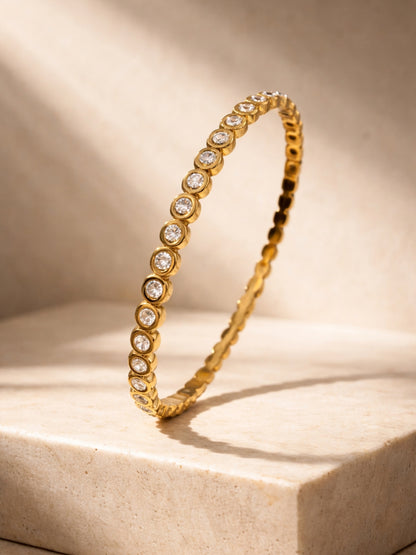 18K Gold Plated CZ Circular Stone Bracelet | Anti-Tarnish Everyday Wear