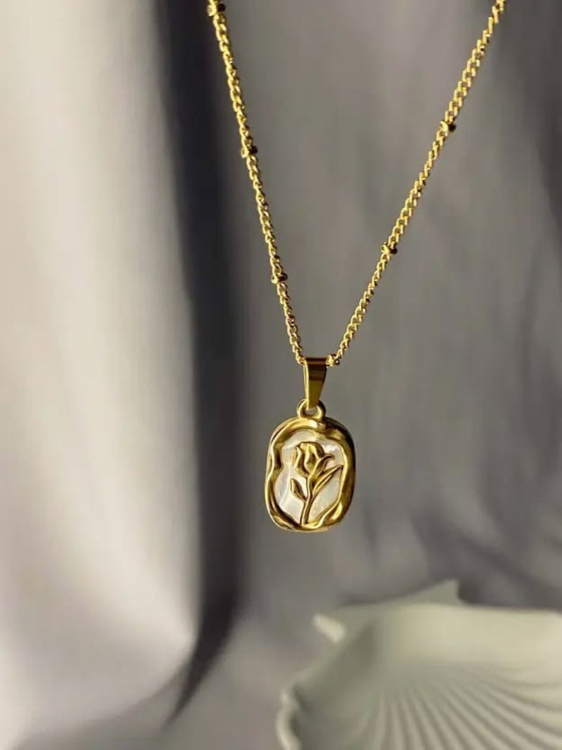 Rose MOP Gold Pendant Chain – Anti Tarnish Stainless Steel Necklace