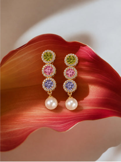 Mosaico Multicolor Halo Choker Necklace & Earring Set, 18K Gold-Plated