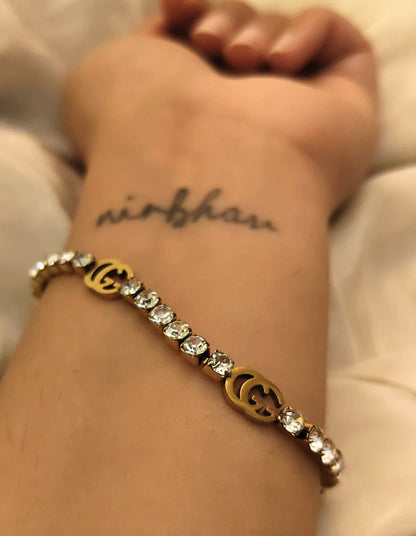 Brand inspired Fully Studded Chain Bracelet