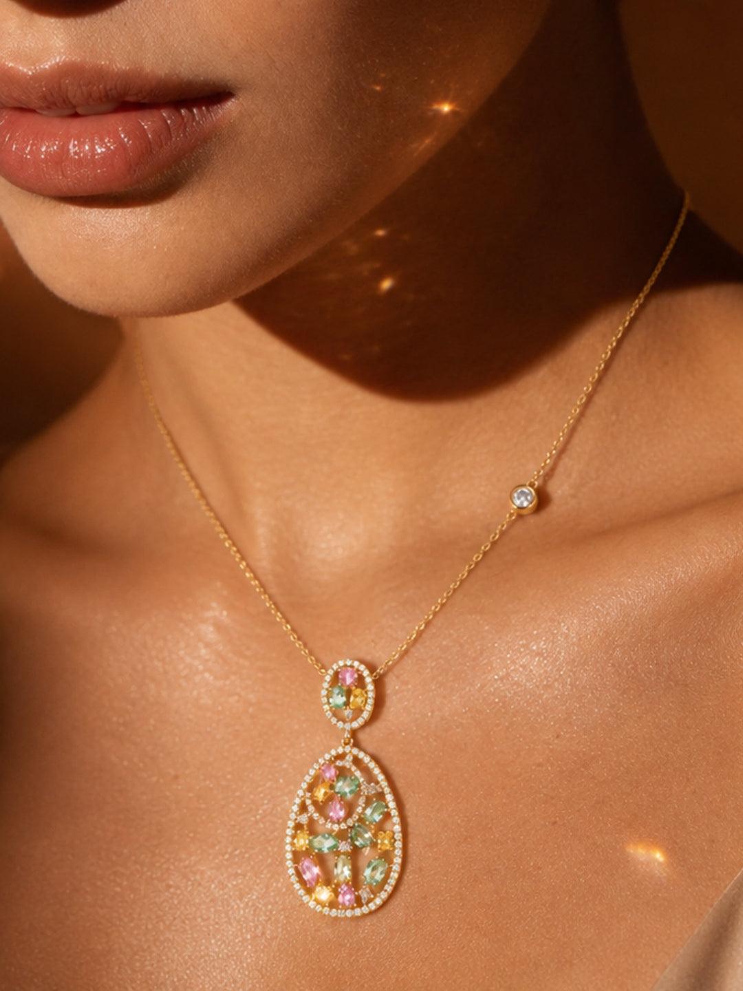 Traforo Multicolor Openwork Teardrop Necklace & Earring Set