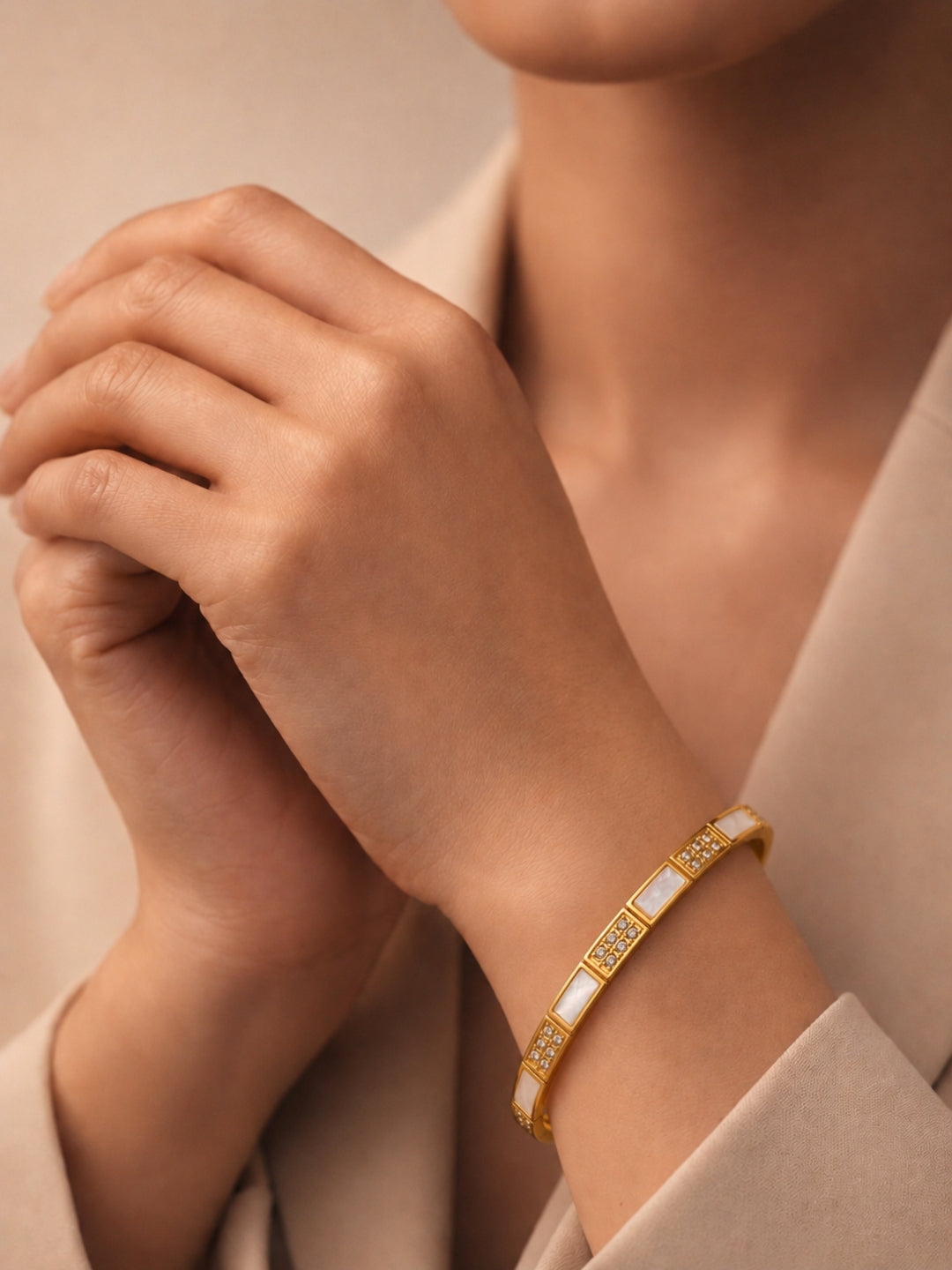 Mother of Pearl Studded Bangle Bracelet