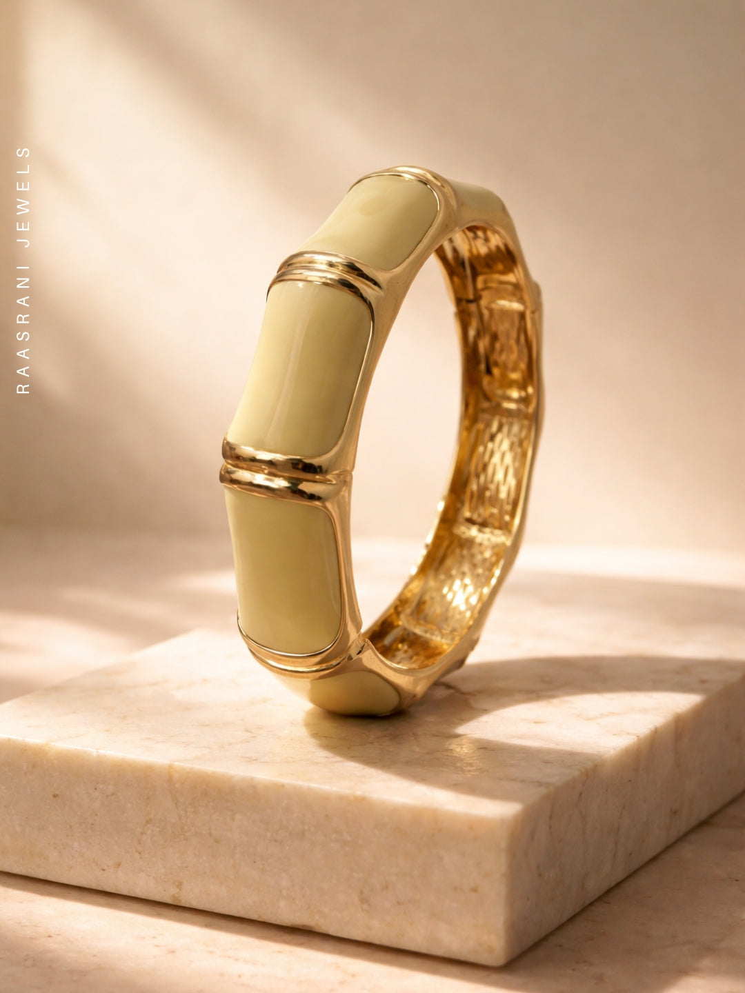 Camel Hexagon Enamel Bracelet | 18K Gold Anti-Tarnish Bangle
