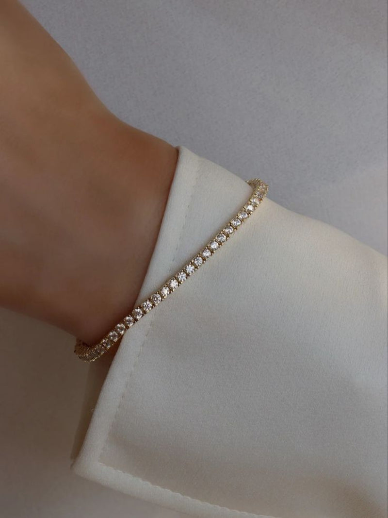 2mm Slim Gold Tennis Bracelet – CZ Diamond Stackable Bracelet