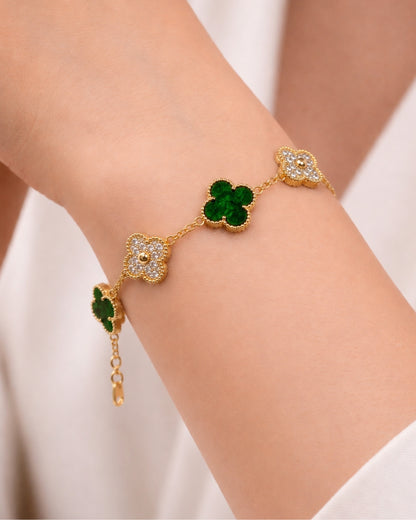 Éternité Quatrefoil Bracelet, 18K Gold-Plated - Emerald