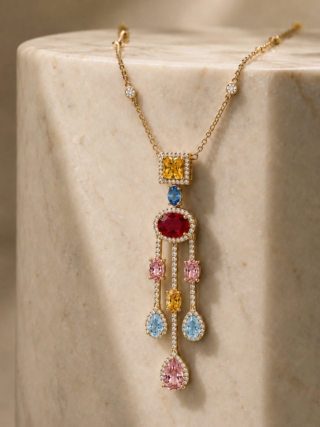 Cascata Multicolor Gold Plated Necklace & Earrings Set