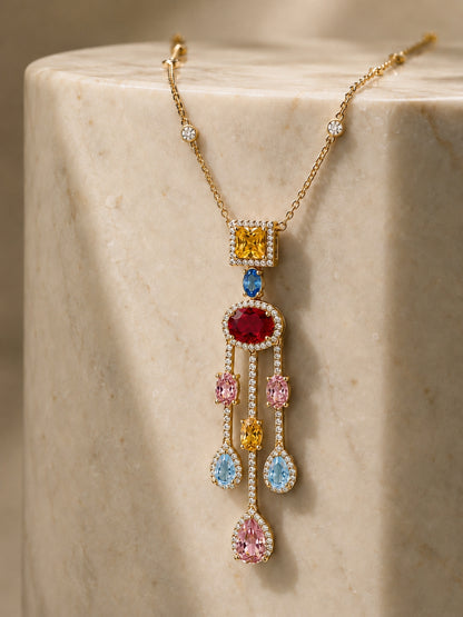 Cascata Multicolor Gold Plated Necklace & Earrings Set