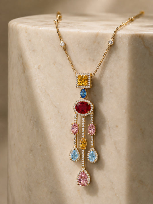 Cascata Multicolor Gold Plated Necklace