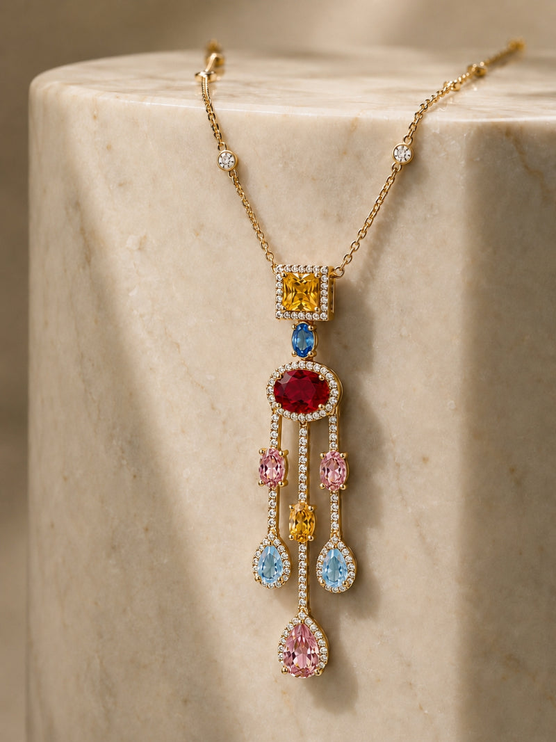 Cascata Multicolor Gold Plated Necklace