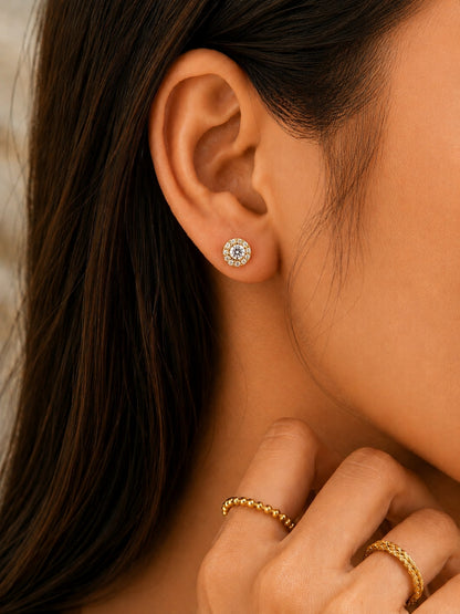 Small CZ Stud Earrings in 18K Rose Gold | Anti Tarnish Stainless Steel