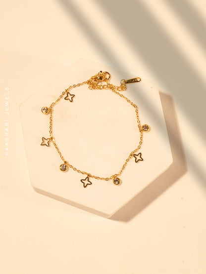 Star Studded 18K Gold Bracelet – Anti-Tarnish, Adjustable