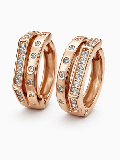 Zig Zag Studded Rose Gold Hoops | Anti-Tarnish Everyday Earrings
