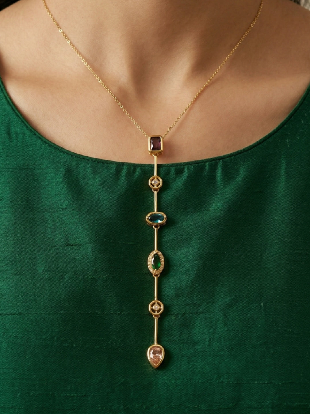 Multi Color Harmony Necklace & Earrings Set – 18K Gold Plated