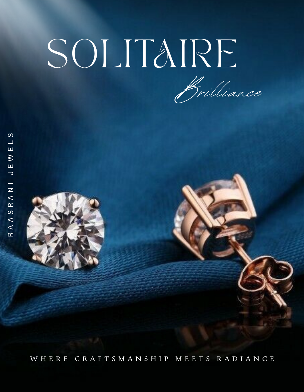 Gold-Plated Solitaire Big Stone Stud Earrings – Stainless Steel, Premium AD Stone, Hypoallergenic