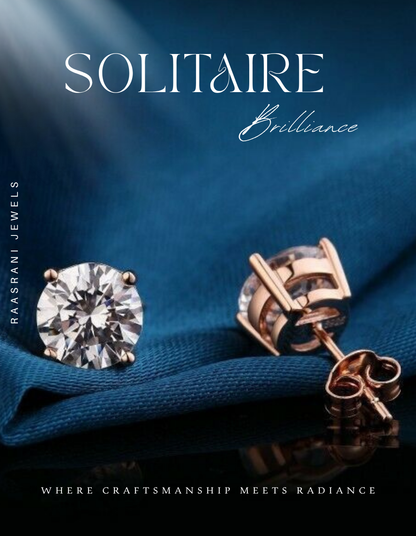 Gold-Plated Solitaire Big Stone Stud Earrings – Stainless Steel, Premium AD Stone, Hypoallergenic