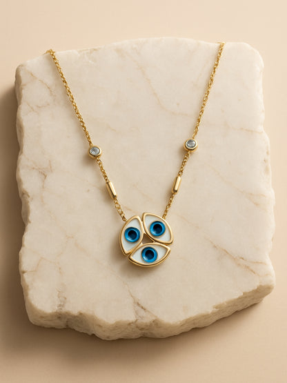 3 Evil Eye Pendant Necklace in 18kt Gold | Anti-Tarnish, Everyday Wear