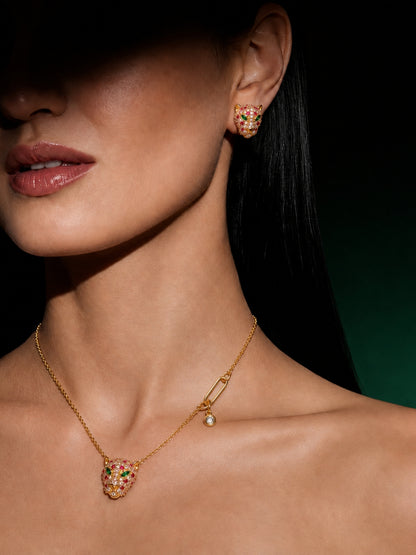 Ferocia Panther Necklace & Earring Set, 18K Gold-Plated
