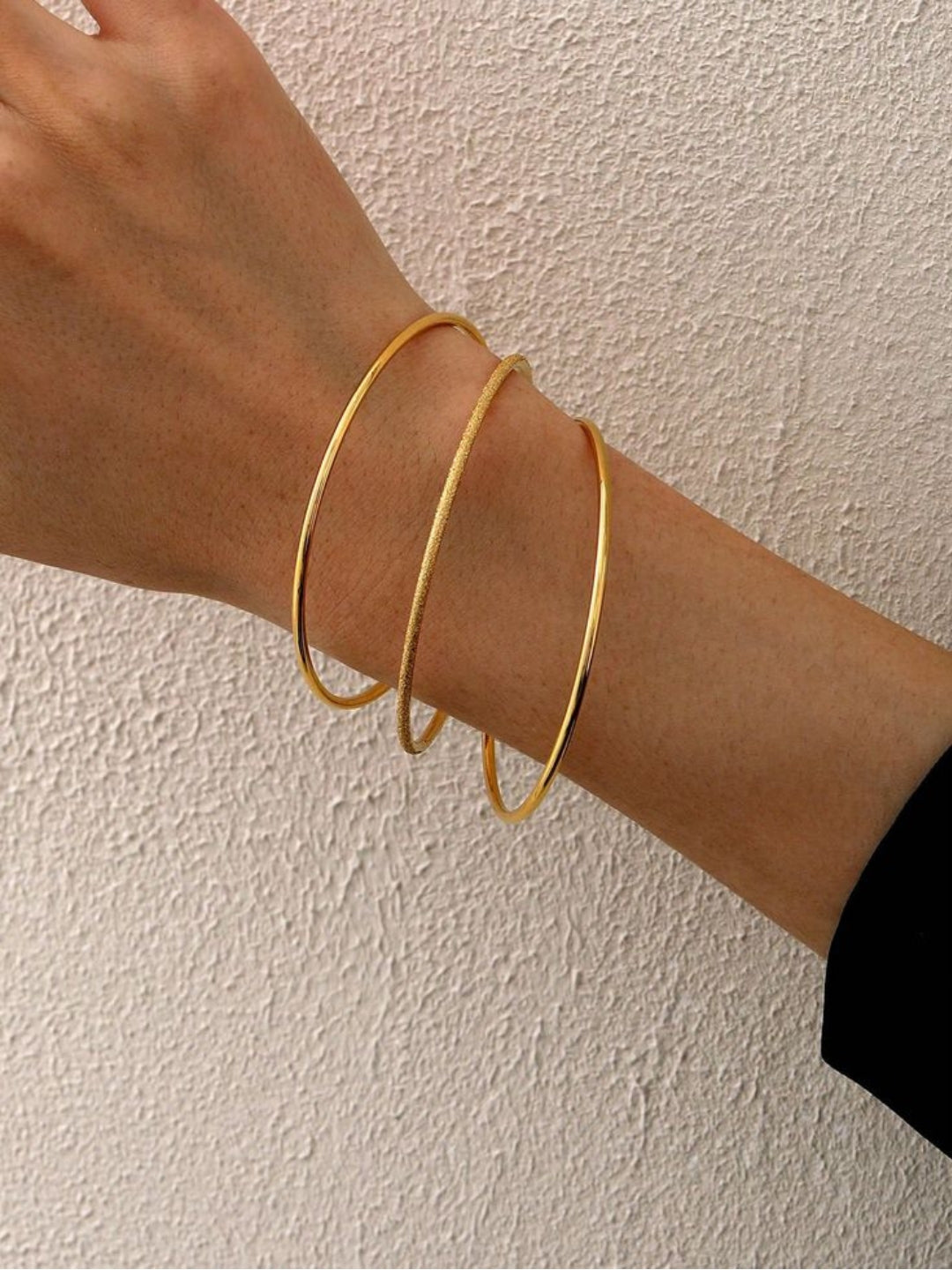 Slim Gold Stackable Bangles Set of 3 – Anti Tarnish Everyday Wear