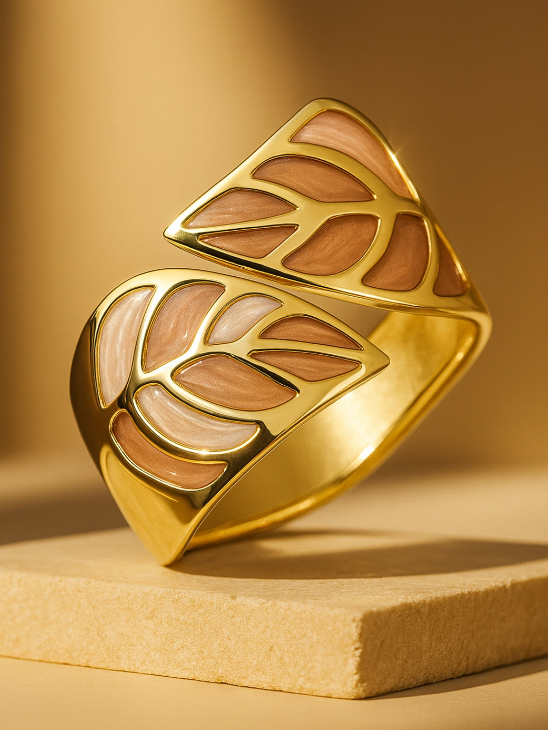 Leaf Enamel Broad Bracelet | 18kt Gold Plated, Anti-Tarnish Jewelry