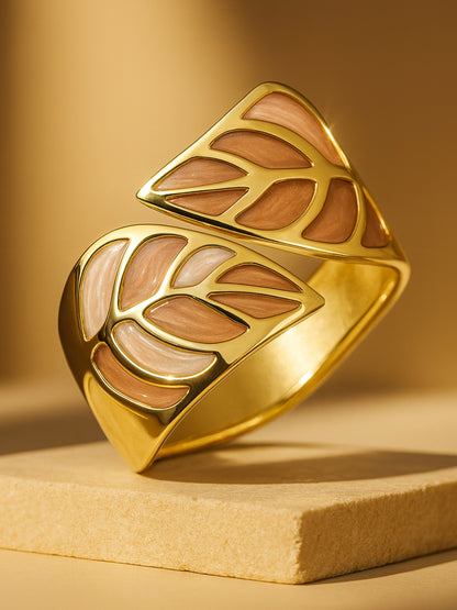 Leaf Enamel Broad Bracelet | 18kt Gold Plated, Anti-Tarnish Jewelry