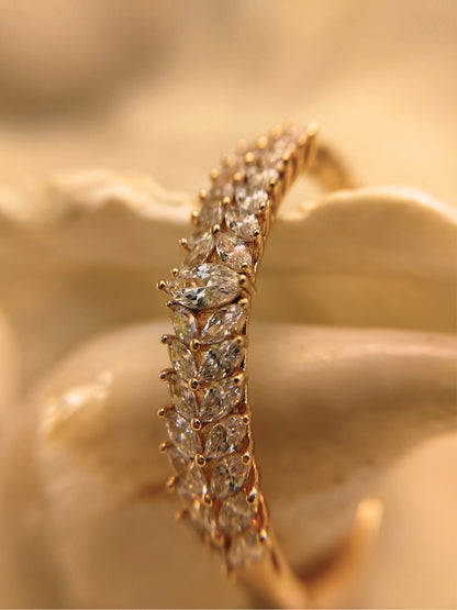 Leaf Marquise Cut Bracelet – RoseGold Plated, 316L Stainless Steel, Fully Studded with AD Stones