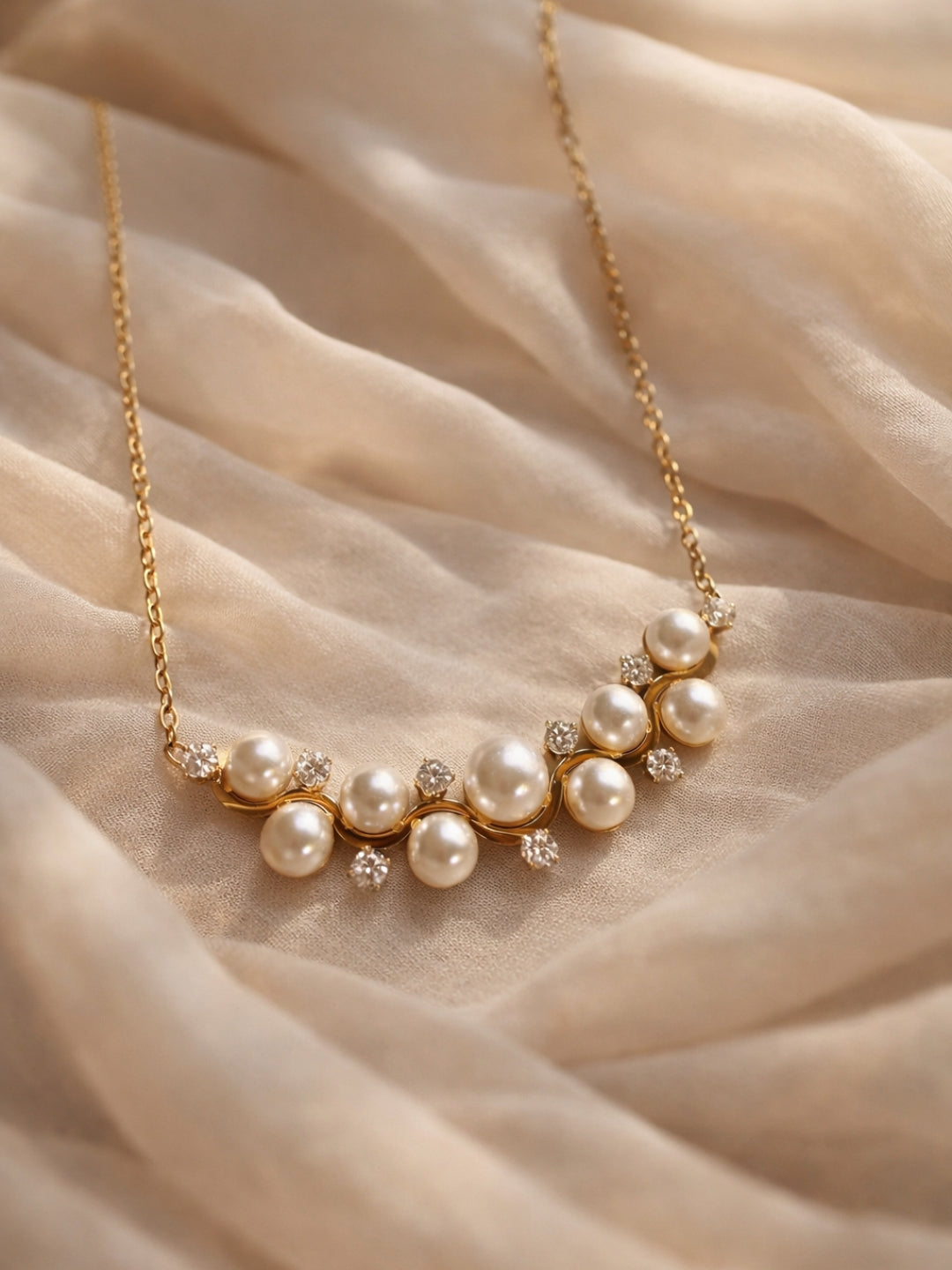 Elara Pearl & AD Gold Necklace | Anti Tarnish Everyday Wear