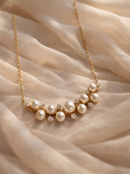 Elara Pearl & AD Gold Necklace | Anti Tarnish Everyday Wear