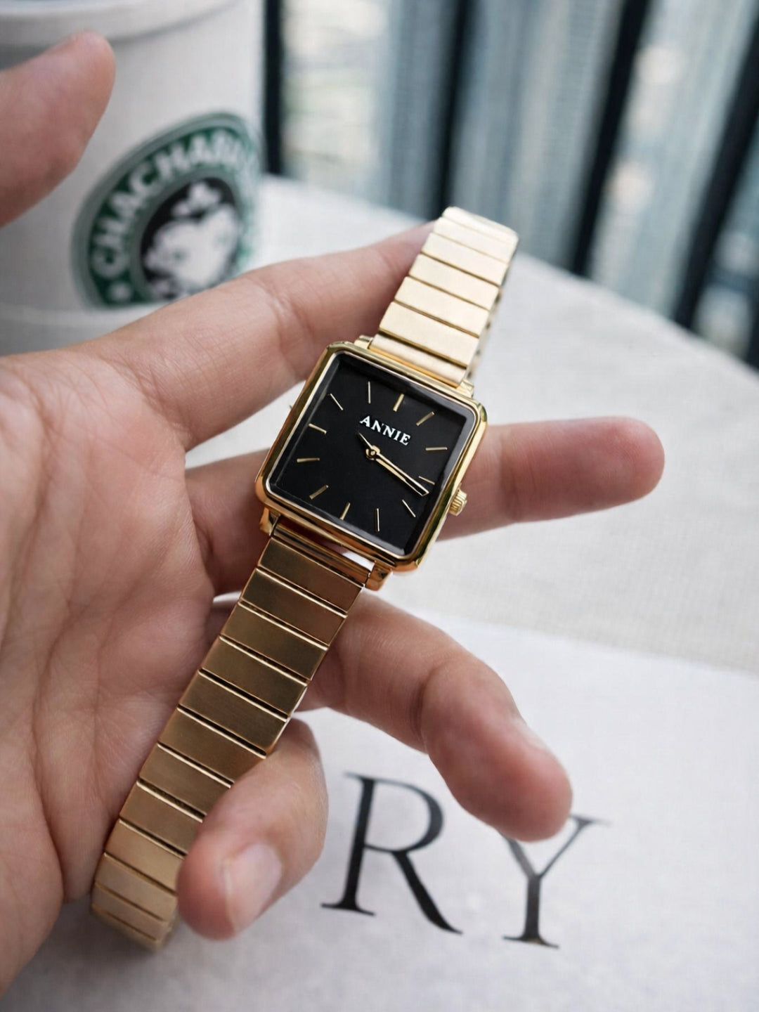 Gold Black Dial Vintage Watch | 18K Gold Plated Stainless Steel