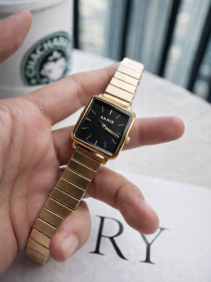 Gold Black Dial Vintage Watch | 18K Gold Plated Stainless Steel
