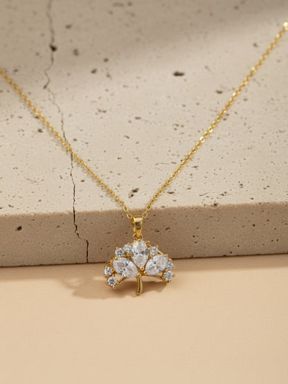 Multi-Stone Umbrella Pendant Necklace in 18K Gold | CZ Neckpiece
