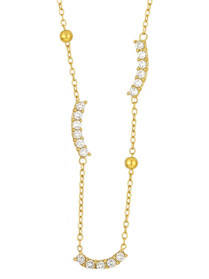 Curve Studded Bead Neckpiece – 18K Gold, CZ, Anti-Tarnish Jewelry