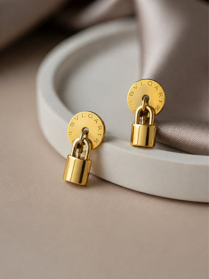 Lock & Coin Drop Earrings