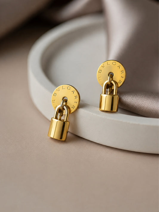 Lock & Coin Drop Earrings