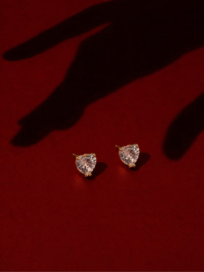 Heart-Cut Solitaire Stud Earrings |