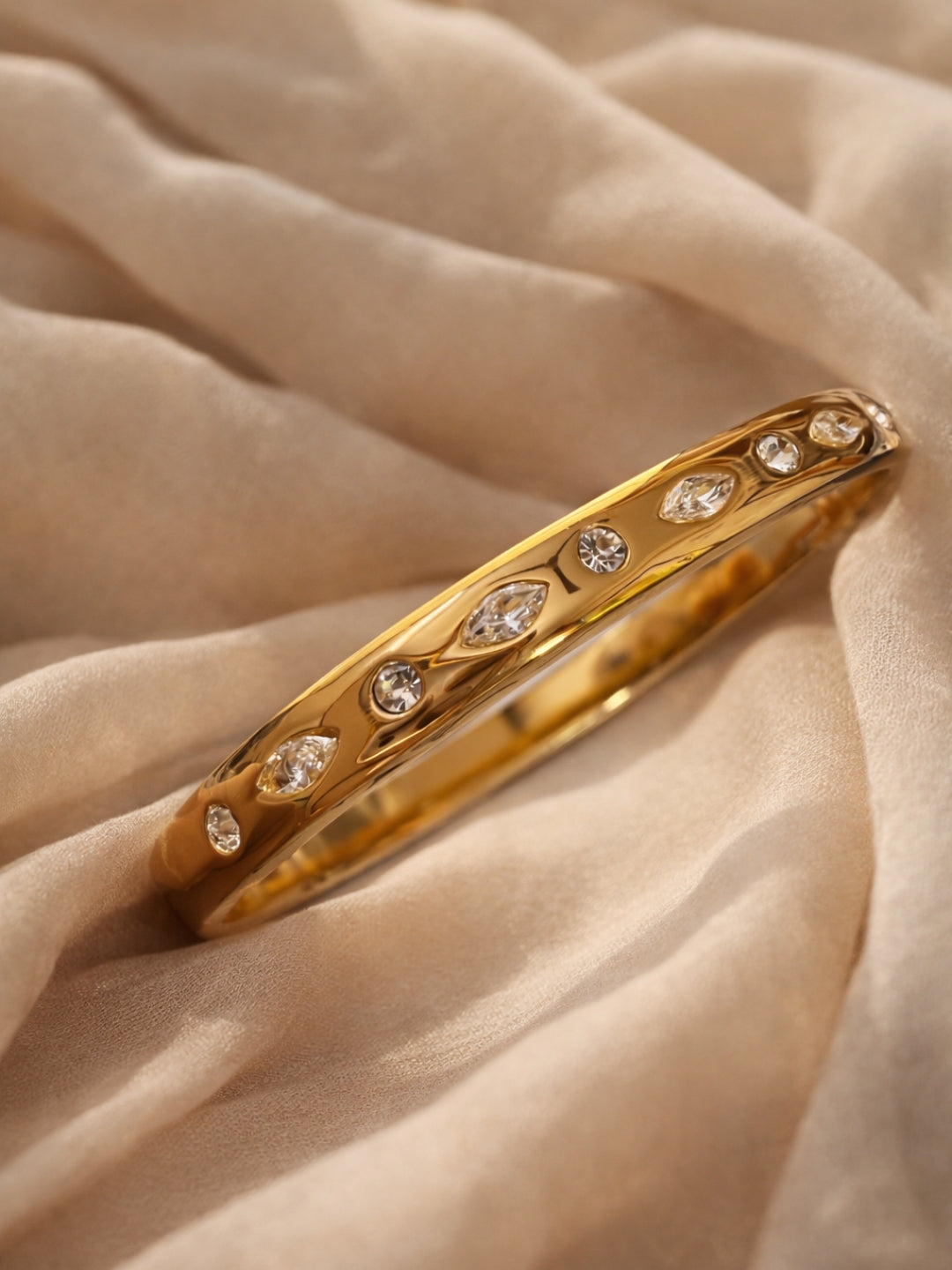 18K Gold Plated Marquise & Round CZ Studded Bracelet