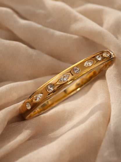 18K Gold Plated Marquise & Round CZ Studded Bracelet