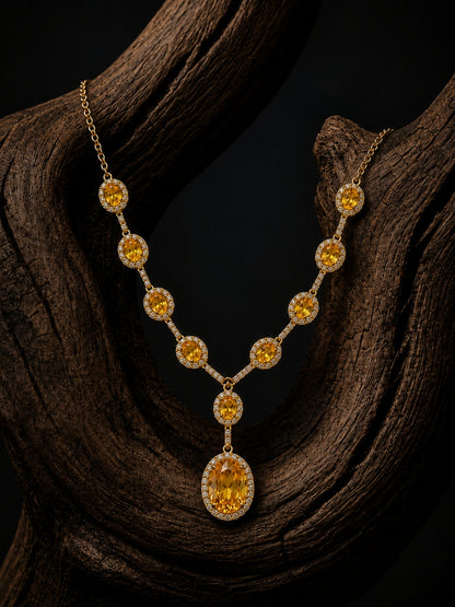 Girasole Golden Halo Necklace & Earring Set, 18K Gold-Plated