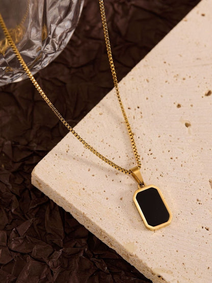 Black Onyx Pendant Chain Necklace – 18K Gold, Everyday Minimal Jewelry