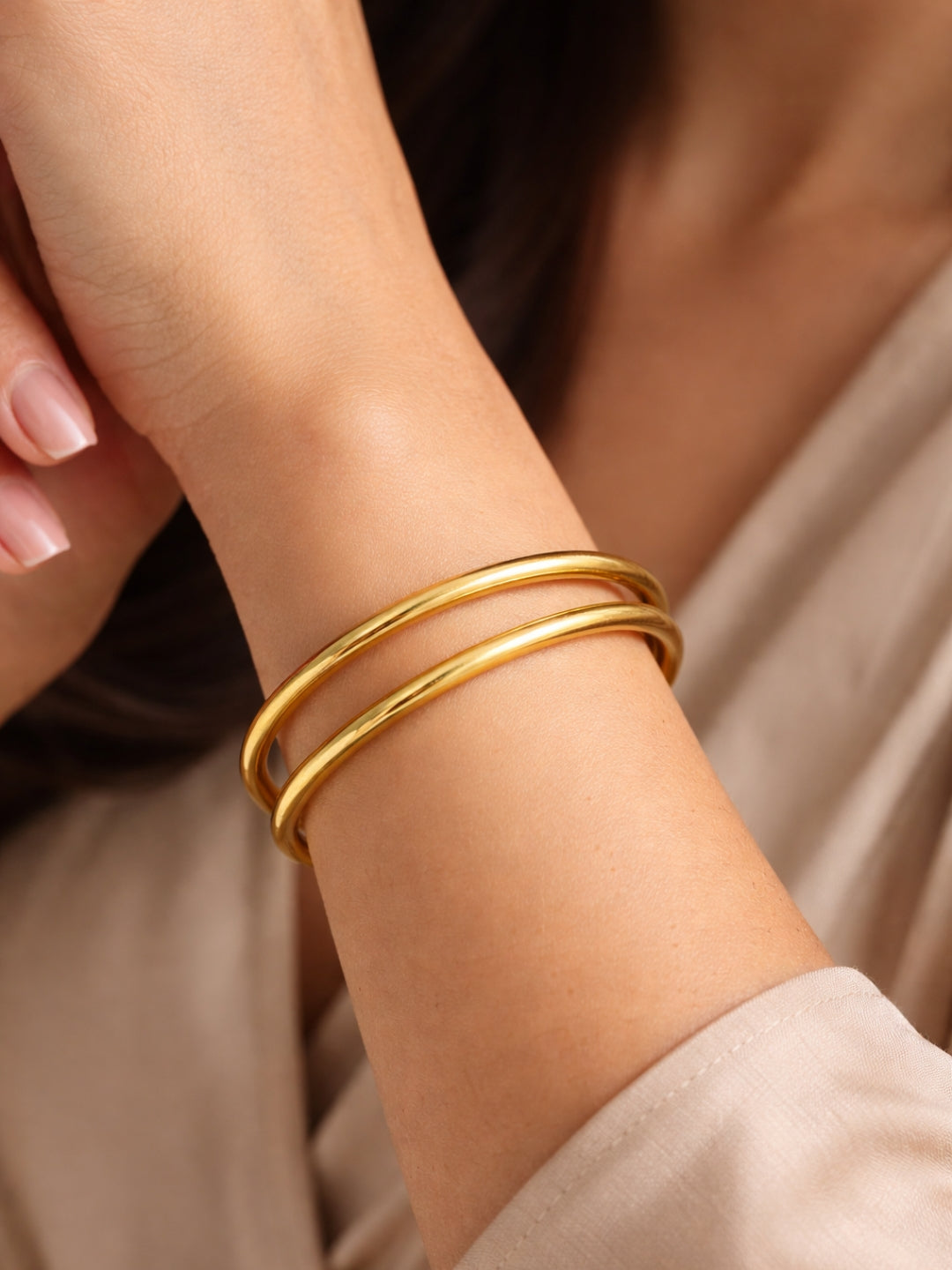 Minimal Gold Plated Thin Bangles Set – Stackable Everyday Bangles